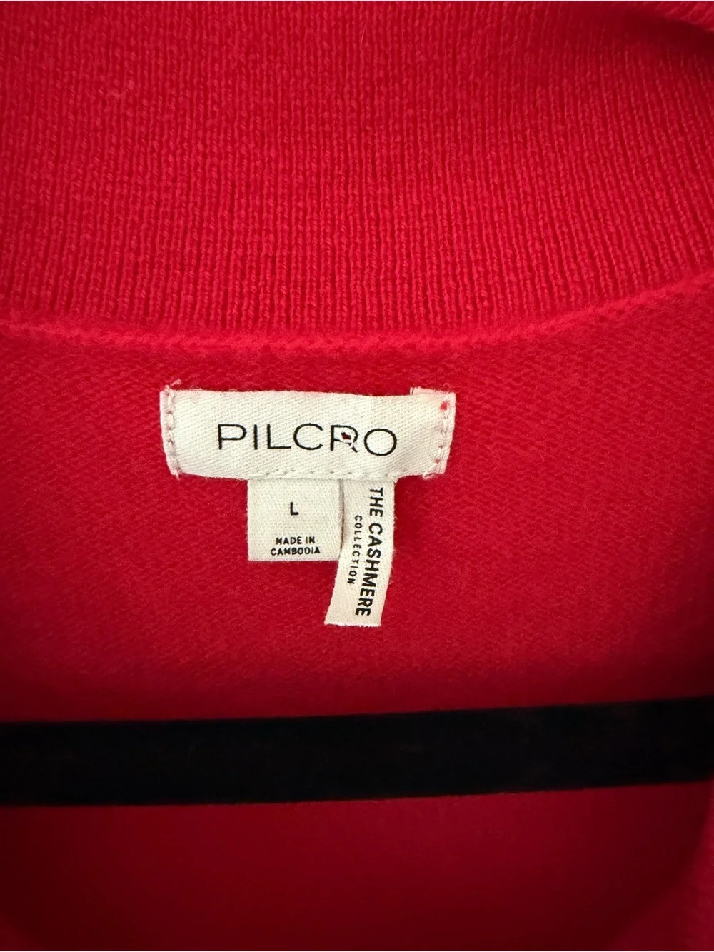 Pilcro Anthropologie Cashmere Cropped Polo Sweater Red Size L Soft Luxe